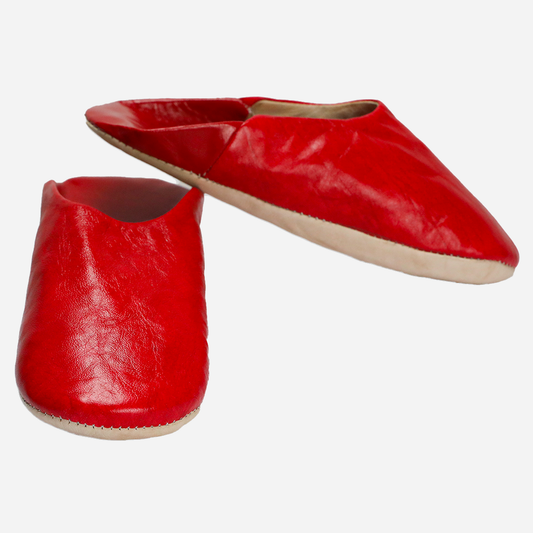 Babouche Anfa En Cuir Rouge