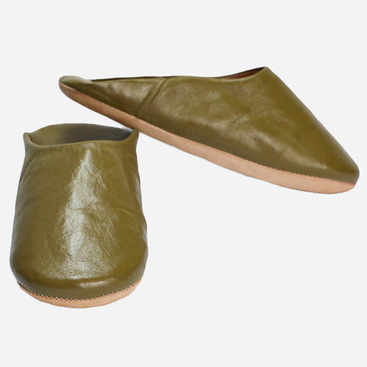 Slippers Anfa In Olive Leather