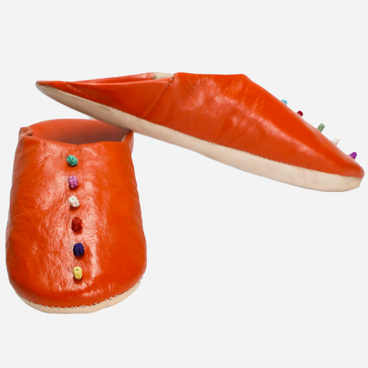 Babouche Dalia En Cuir Orange