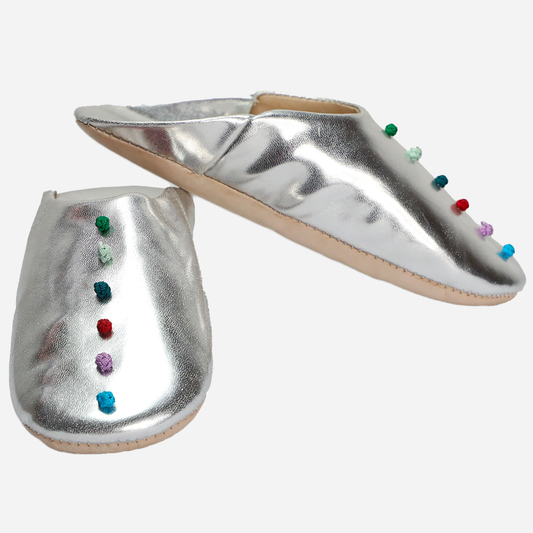 Dalia Slippers In Silver Leather