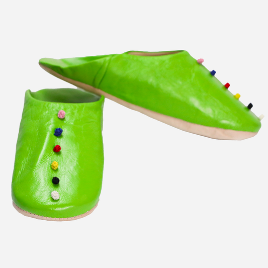 Babouche Dalia En Cuir Vert Clair