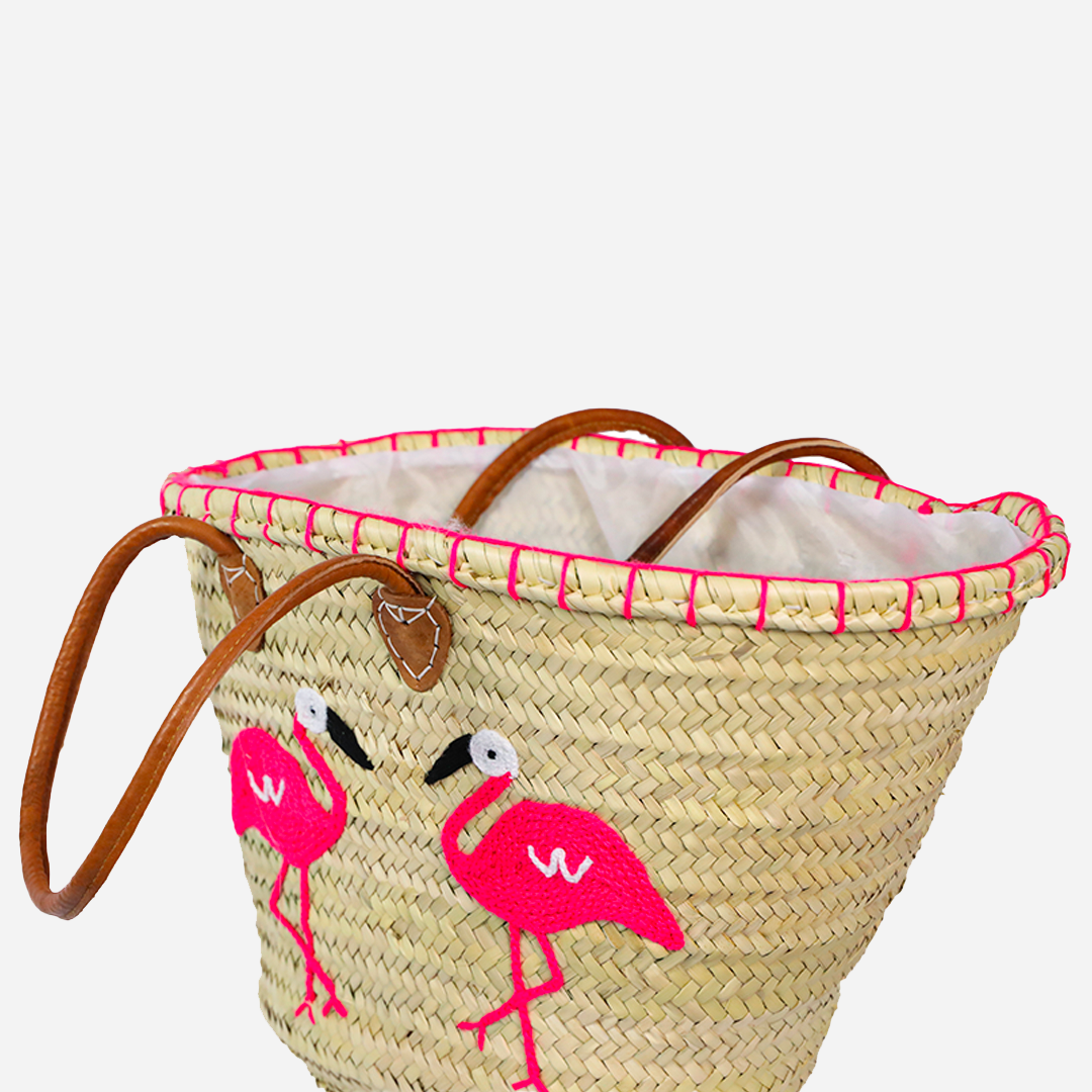Wicker bag Flamingo