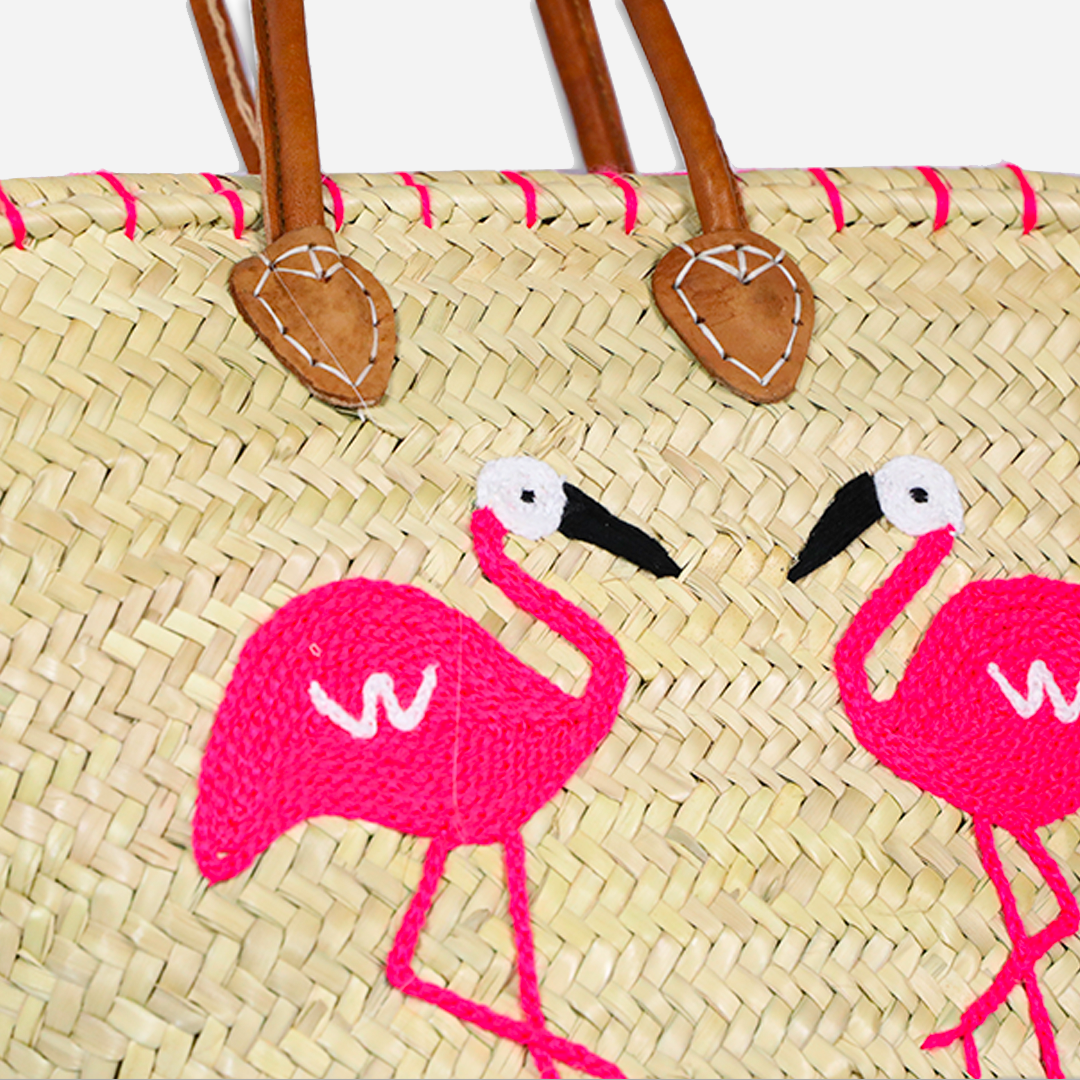 Flamingo Straw Bag